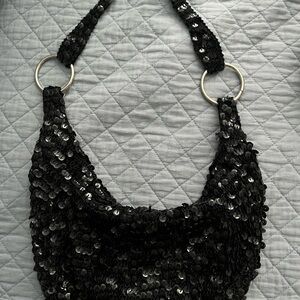 Black Sequin Shoulder Bag